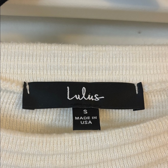 Lulu's Ivory Ribbed Sweatshirt - Picture 2 of 4
